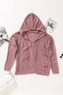 Zipper V-Neck Dropped Sleeve Hooded Solid Sweater